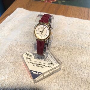 Times Quartz weather resistant leather strap watch, new in box